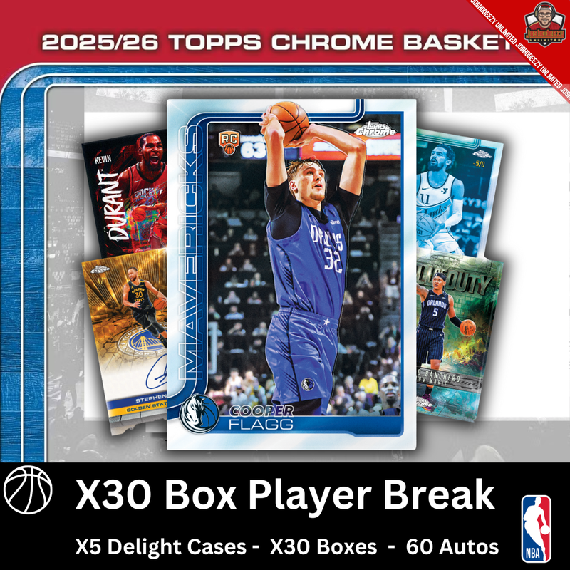 2025-26 Topps Chrome Basketball Player Break 30 Box 5 Case Break 1662 (AUCTIONS CLOSING)